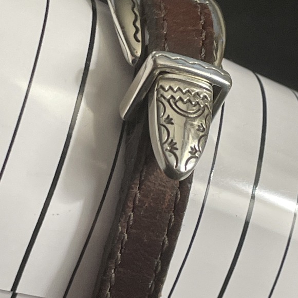 Vintage BRIGHTON Harmony  Bracelet Silver Medallion and Brown Leather Jewelry - Picture 12 of 16